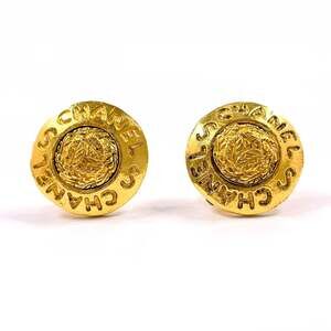 Chanel Vintage Earrings Logo Gold-Tone #250173C79B